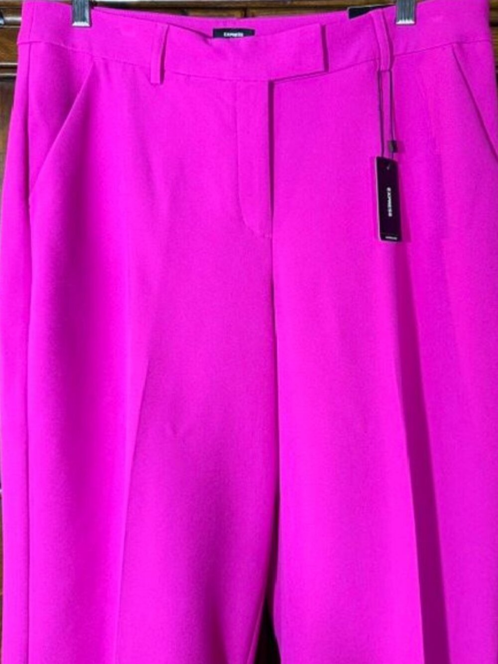 Express Editor Hot Pink Mid Rise Relaxed Stretch Trouser Sz 12 Regular - Picture 5 of 12